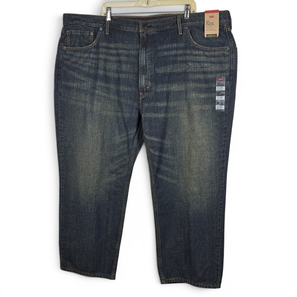 Levis 559 Relaxed Straight Jeans Men 50x28 Big & Tall Dark Wash Blue 100% Cotton